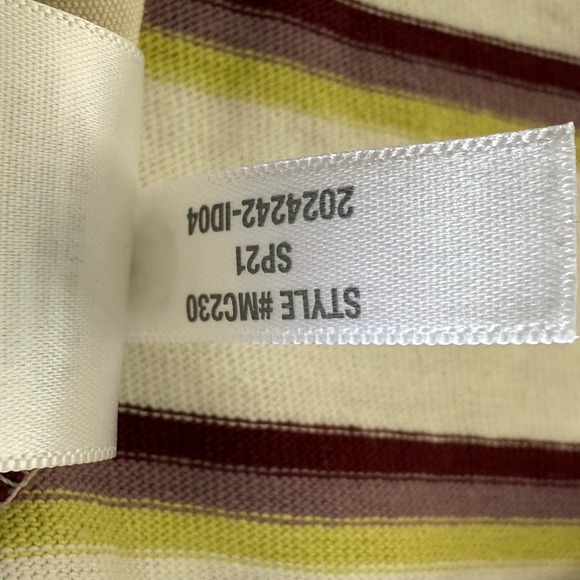 Madewell Womens Striped Long Sleeve Cotton T-Shirt White Burgundy Green S - Picture 6 of 8